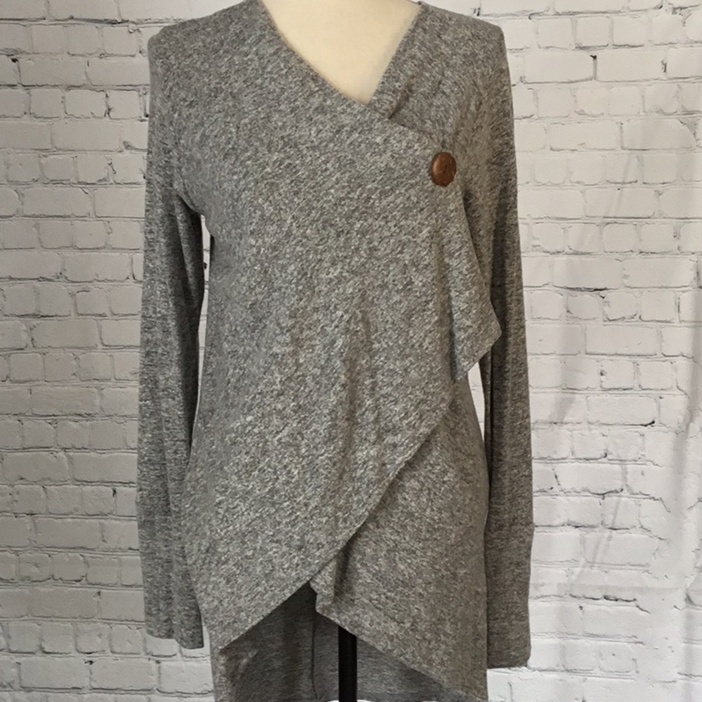 Blakely Heather Gray Wrap Sweater